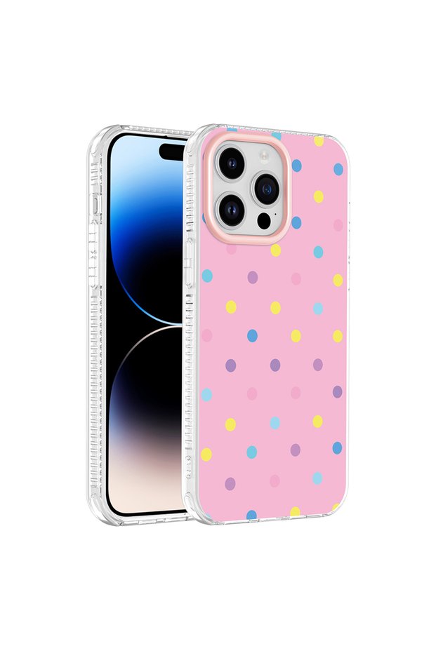 iPhone 14 Pro Max Case Colorful Patterned Side Airbag Protection Camera Raised Silicone Omsy