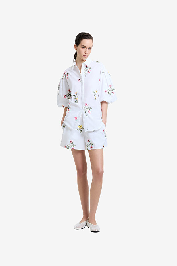 Women's Linen White Cambria Cotton Ss Shirt