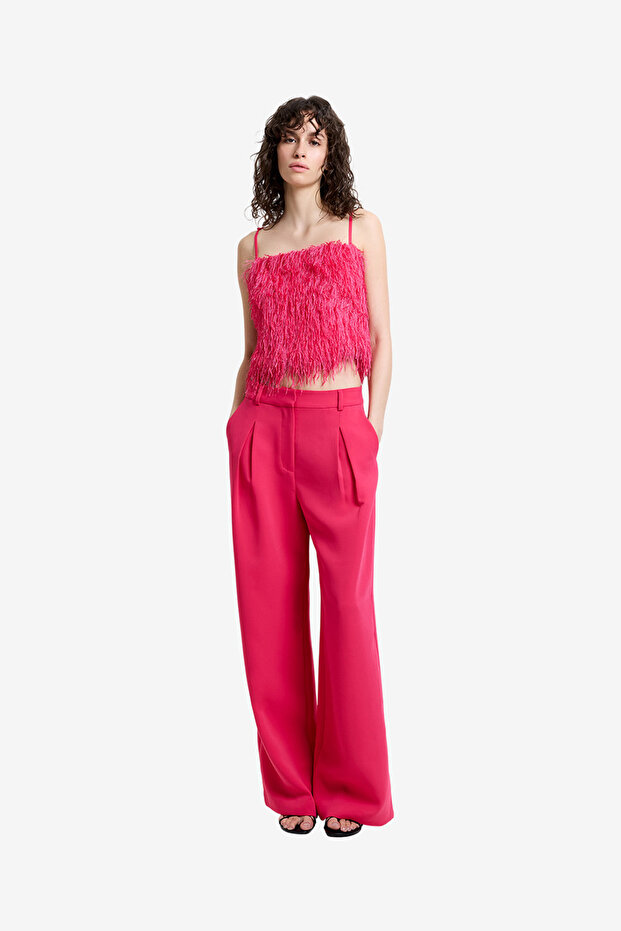 Women's Peony Pink Tiana Crepe Wide Leg Pleated