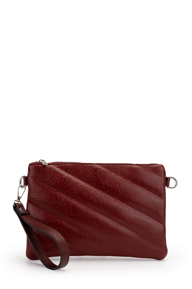 Stylish Quilted Stitched Clutch Women's Crossbody Bag Monaco Burgundy