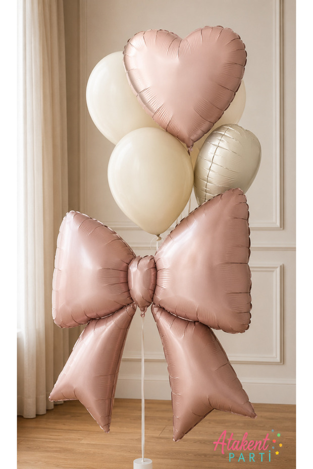 Pink Bow and Heart Foil Balloons Sea Sand Balloon Set