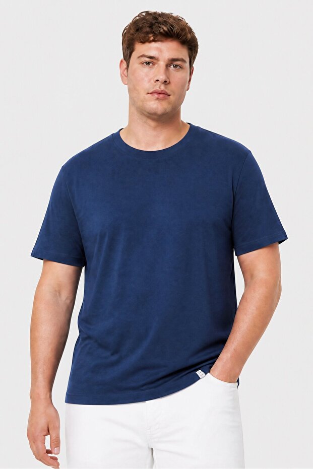 Men Relaxed Fit Short Sleeve Plain T-Shirt, New Blue