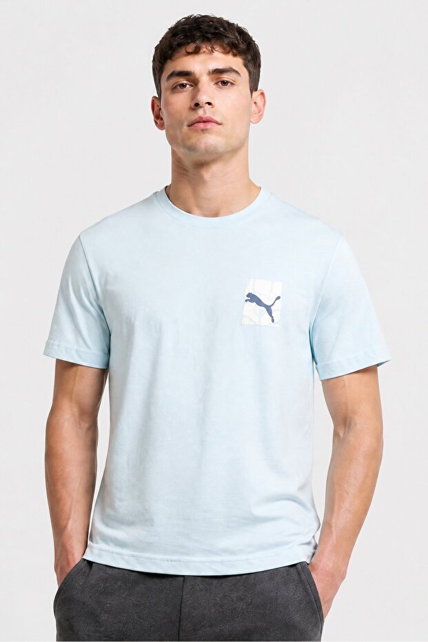 Men Relaxed Fit Short Sleeve Outdoor T-Shirt, Light Blue