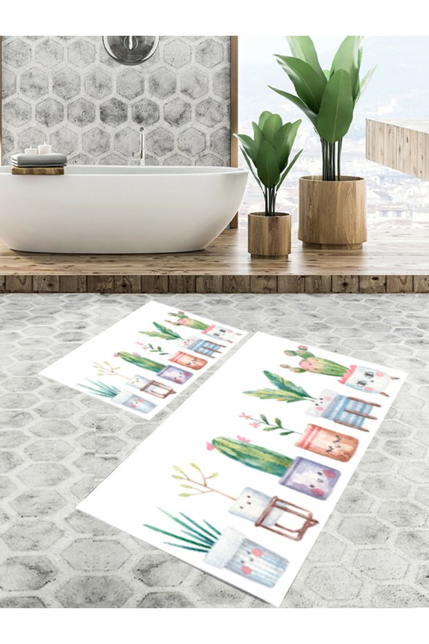 Non-Slip Base, Bathroom Mat Set of 2 (40X60 + 60X90 cm)