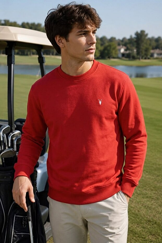 Red Embroidered Standard Men's Sweatshirt