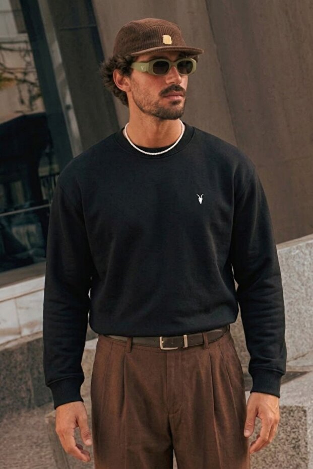 Black Loose Fit Comfortable Men's Sweatshirt