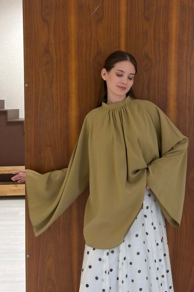 Olive Green Modal Textured Melissa Blouse