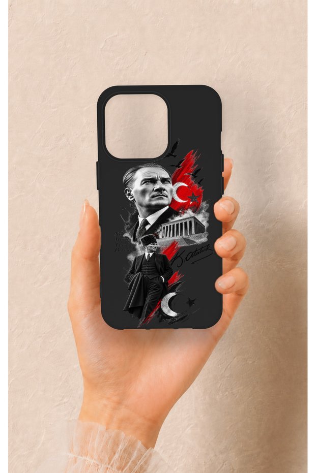 iPhone 13 Pro Compatible Ataturk Anıtkabir Patterned Silicone Case