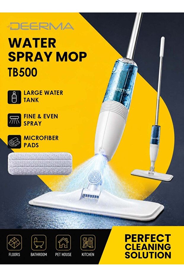 Spray Mop and Floor Mop with Washable Microfiber Pads-Cleaning Mop with 350ML Refillable Water Tank 360° Rotating Mops for Home and Kitchen TB500- White