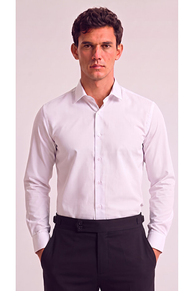 Men's Long Sleeve Classic Collar Buttoned Slim Fit Shirt