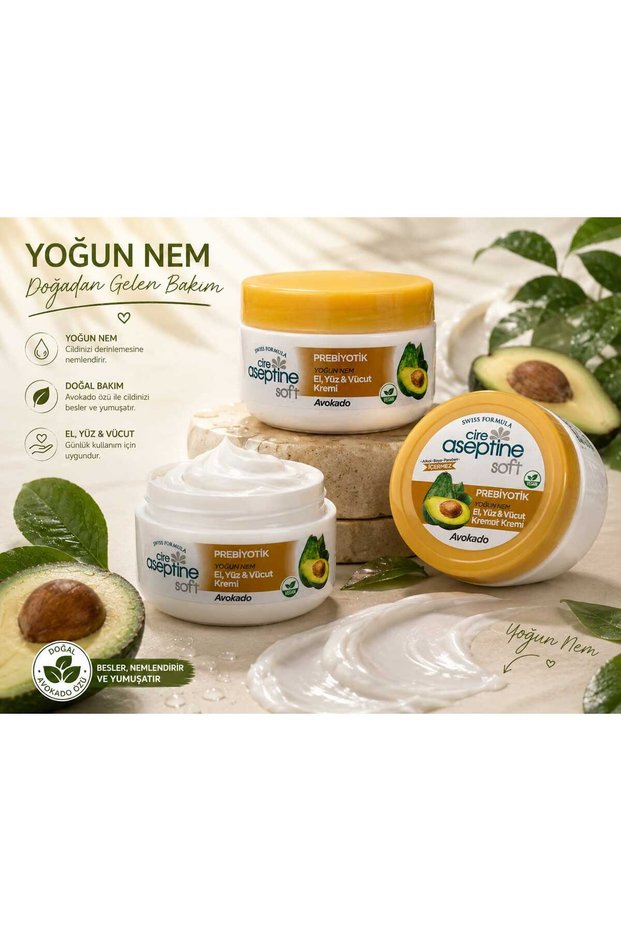 Soft Avocado Extract Prebiotic Intensive Moisturizing Hand, Face and Body Cream 200 ml