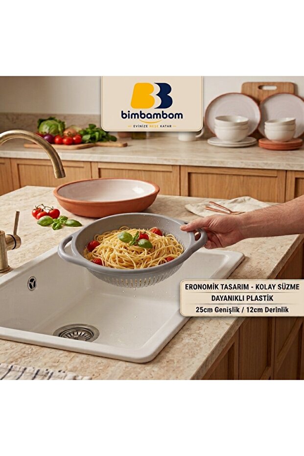 Pasta Strainer & Vegetable Fruit Strainer with Double Handles 25cm 1No Strainer, Colander