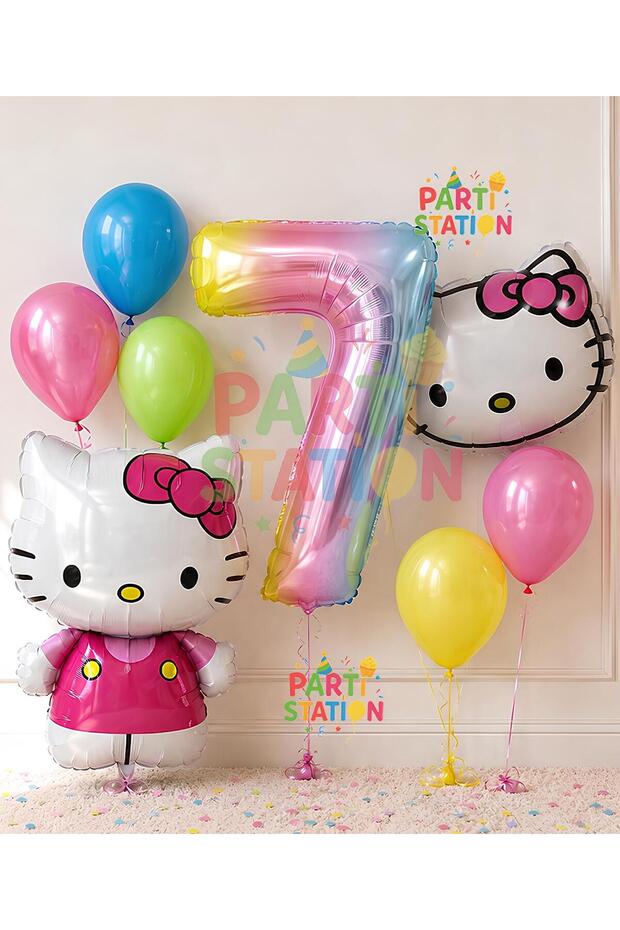 Hello Kitty Concept 7-Year-Old Balloon Set - 8 Piece Hello Kitty Birthday Set