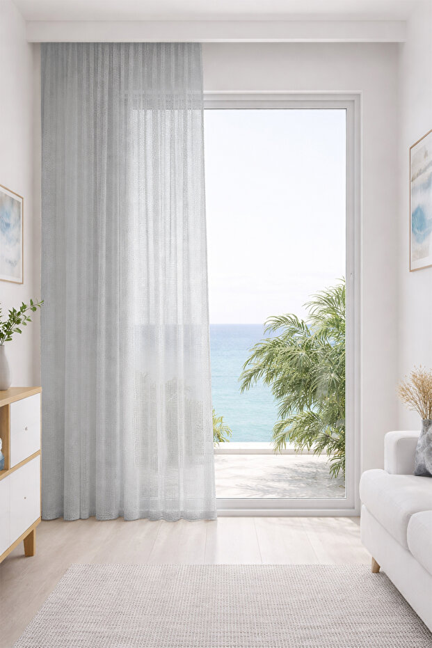 Nevam Gray Custom Size Tulle Curtain 260X260 Without Pleats