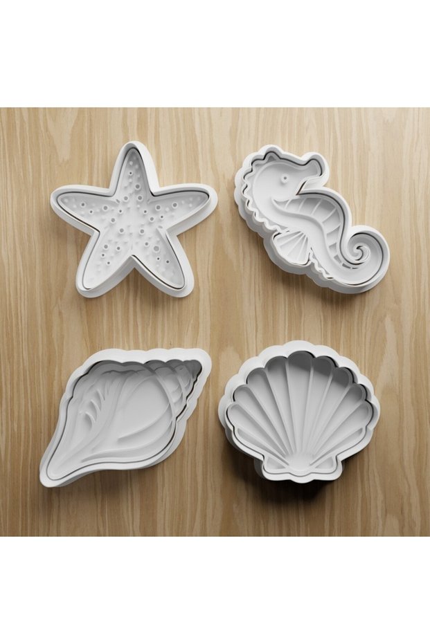 Sea-Themed 4-Piece Special Design Cookie and Dough Mold Set
