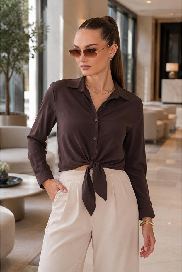 Women's Shirt with Tie Front Detail 260504 - 265239