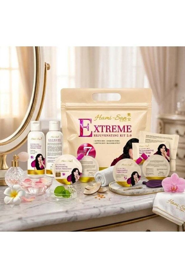 -San Extreme Rejuvenating Kit 2.0 Skincare Set, Complete Facial Care Collection with Rejuvenating Serum, Toner, Night Cream, Kojic Soap and Sunscreen