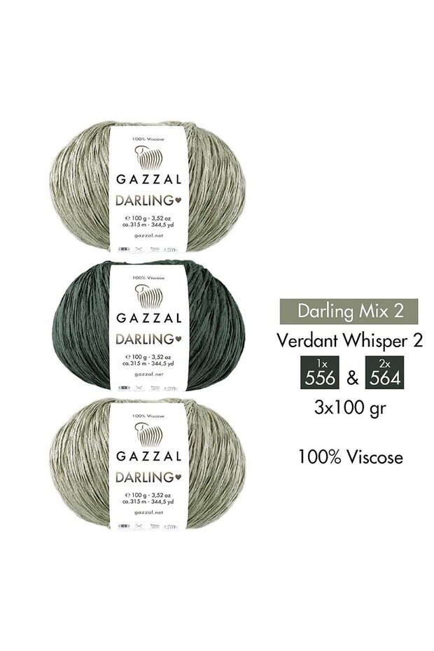 Darling Mix 2 - 100% Viscose Yarn 3-Color Combination – Verdant Whisper – 3 X 100 g