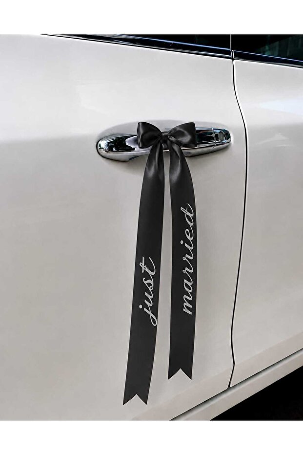Convoy Ribbon Black Silver Color Lettering Wedding Bride Car