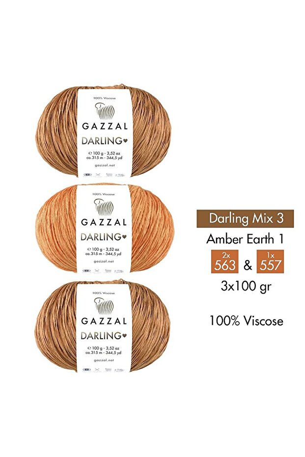 Darling Mix 3 - 100% Viscose Yarn 3-Color Combination – Amber Earth 1 – 3 X 100 g