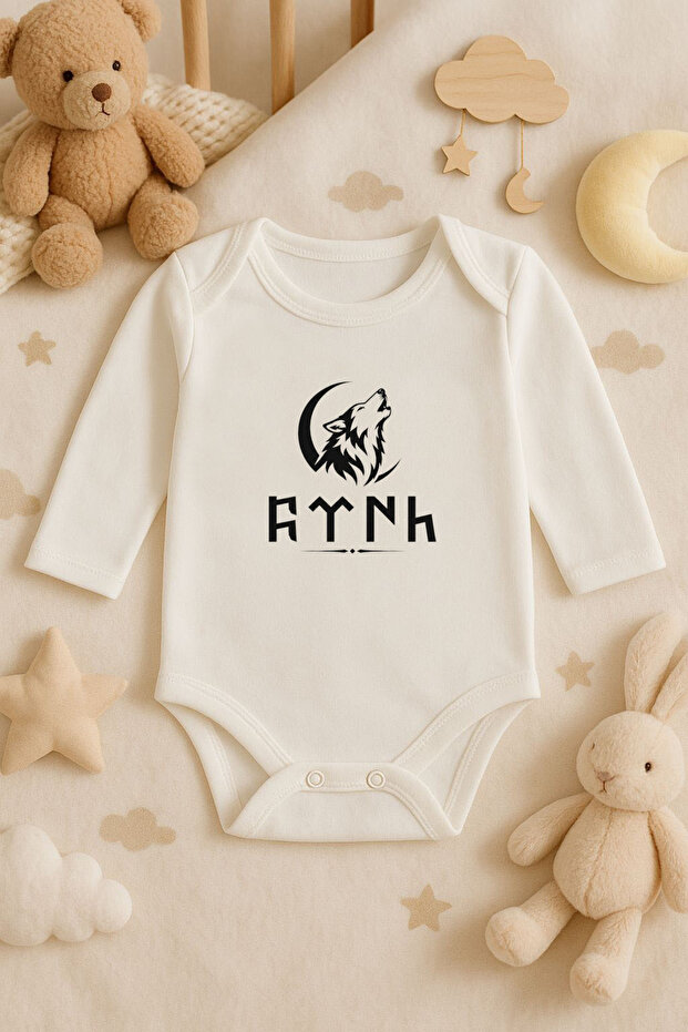 Turkish Bozkurt Wolf Printed Newborn Baby Bodysuit Athlete Jumpsuit