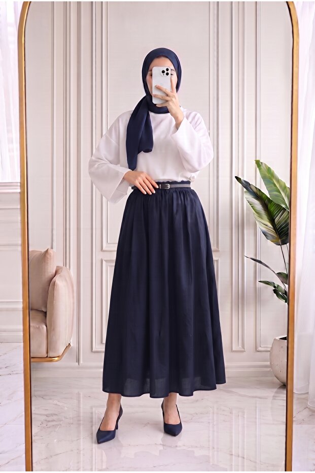 Zerbeste Lined Voile Skirt-As3065 Navy Blue