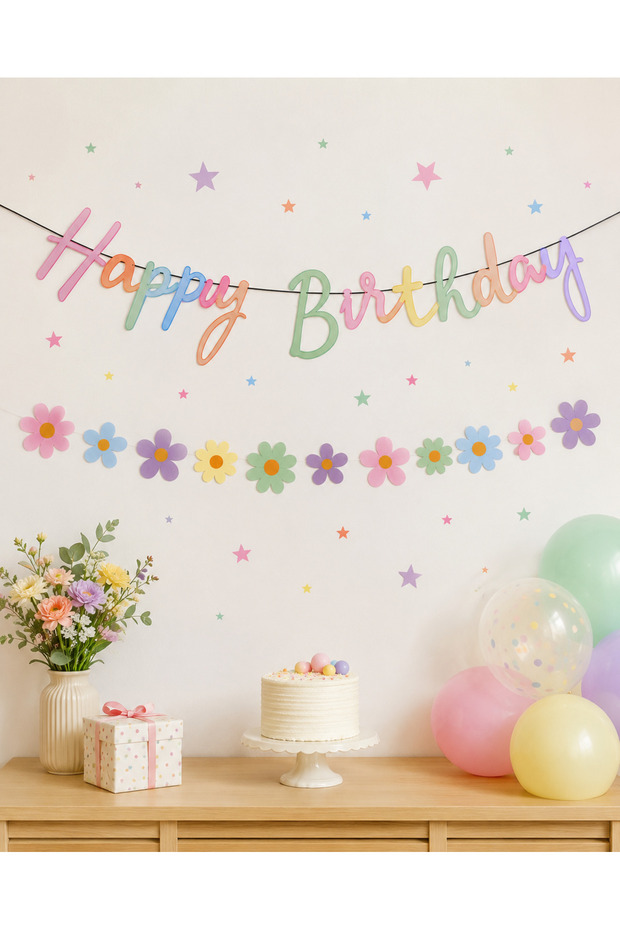 Macaron Colors 2-Piece Happy Birthday Daisy Set