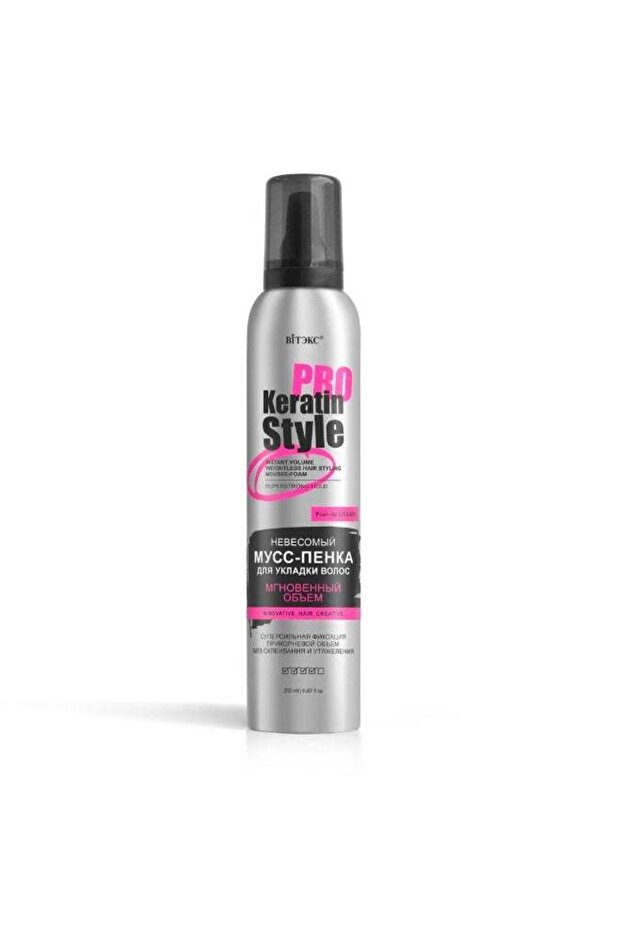 - Keratin Pro Style Instant Lightweight Hair Styling, Mousse Foam, Extra Strong Hold, 200 ml