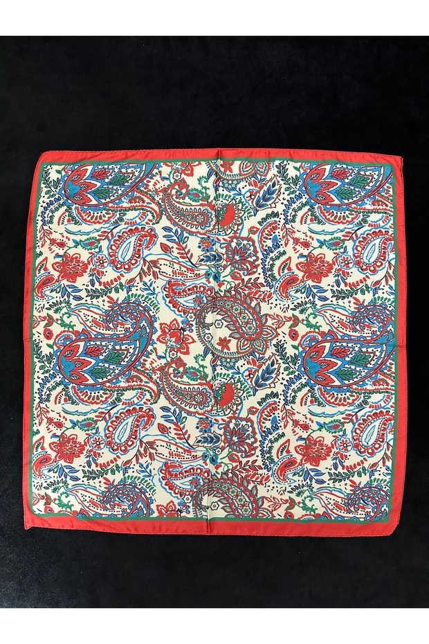 Ethnic Shawl Patterned Red Edged Scarf Bandana