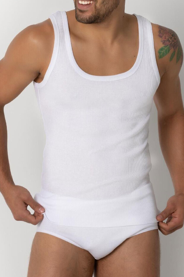 قميص رجالي بدون أكمام من الخيزران مع أشرطة مزخرفة