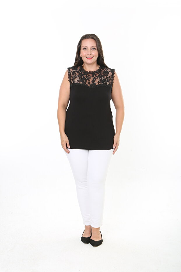 Plus Size Lace Lycra Viscose Blouse