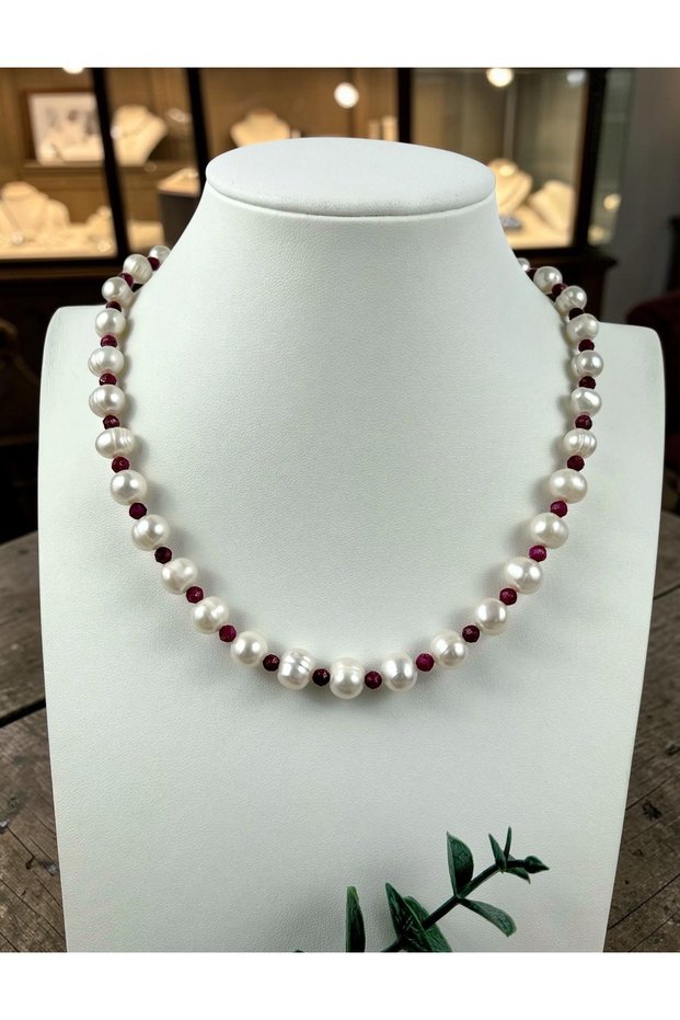 Real Ruby & Certified Natural Pearl Necklace
