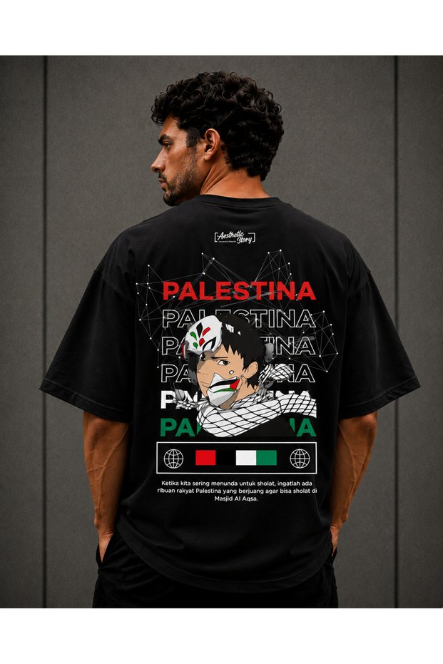 Palestine Themed 100% Cotton Oversize T-Shirt – Unisex High-Quality Printed T-Shirt