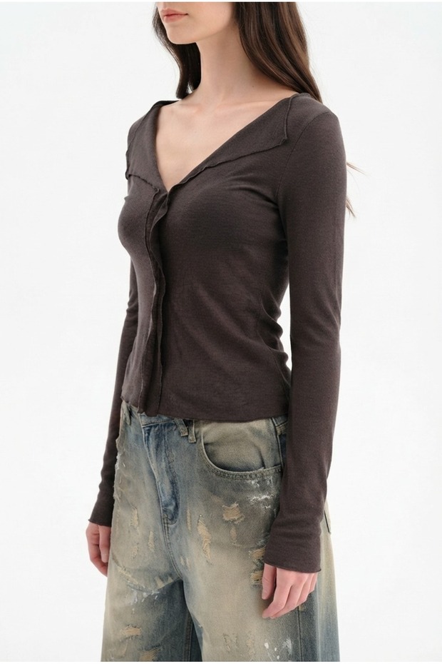 Women's Shirt with Ruffle Collar and Transparent Look, Stylish Blouse