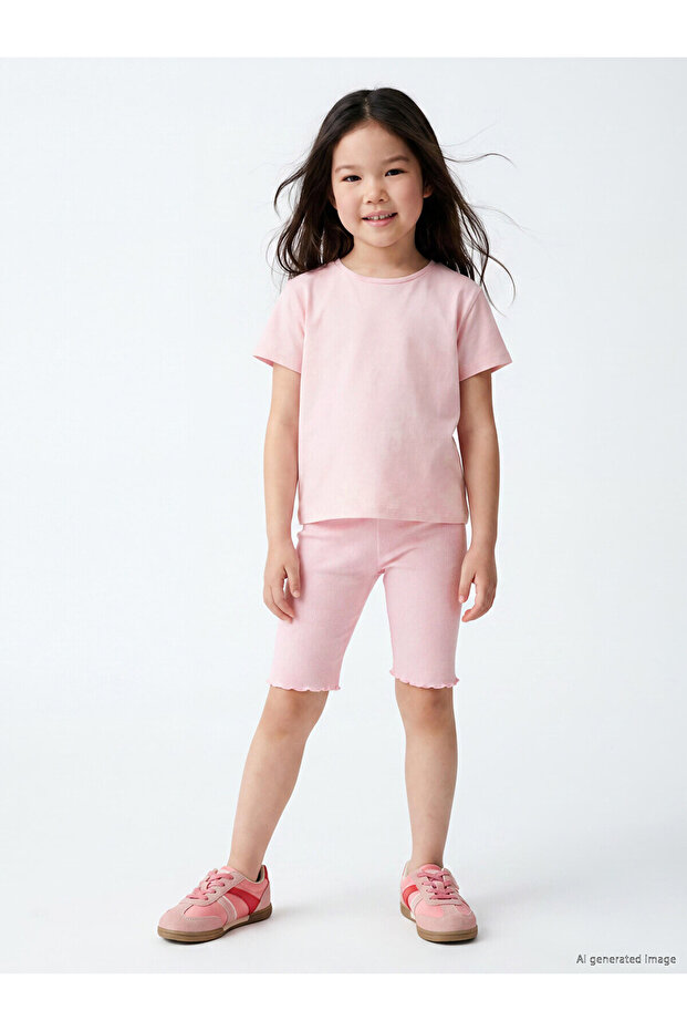 Nevavm Ribbed Girls' Short Leggings with a Difference