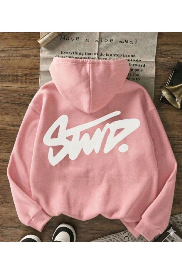 Oversize Sweatshirt - Front and Back Printed Hooded Hoodie