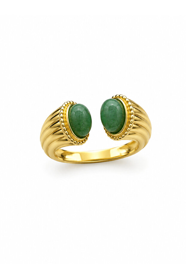 Steel Aventurine Stone Ring (Adjustable)