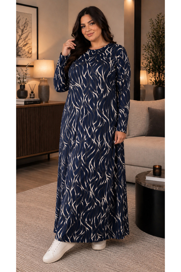 Women's Dress - Comfortable Fit - Plus Size - Patterned - Oversized - Viscose