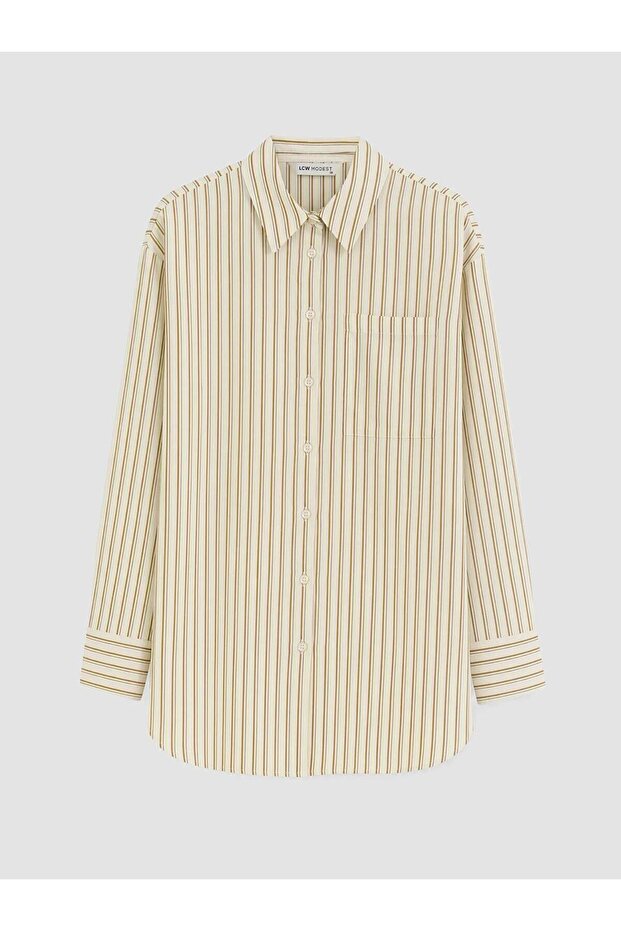 Striped Poplin Women's Shirt Tunic (W6)
