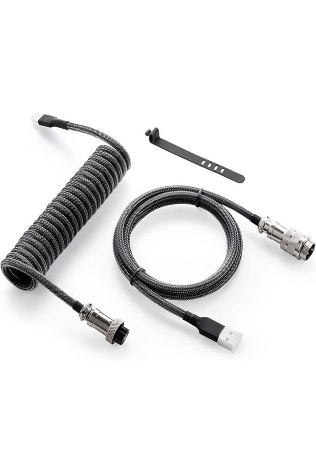 كابل USB C ملفوف مخصص من GUNMJO للوحة مفاتيح الألعاب، كابل لوحة مفاتيح ميكانيكية مزدوج الغلاف