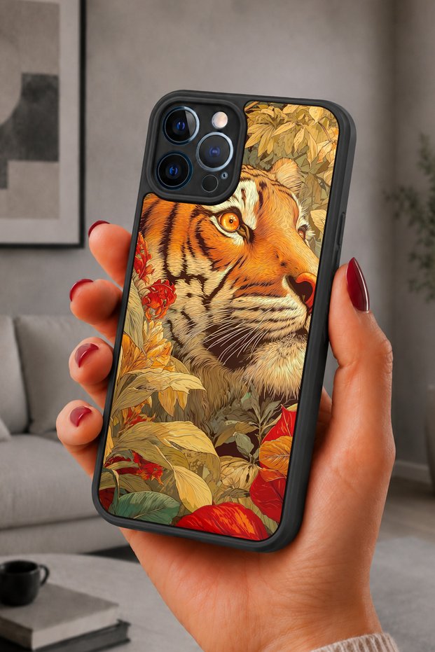 حافظة مقاومة للصدمات متوافقة مع هاتف iPhone 12 Pro Max مع حماية للكاميرا بنمط نمط النمر