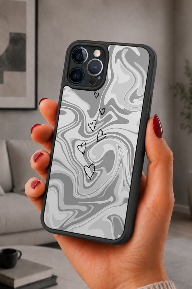 حافظة مقاومة للصدمات متوافقة مع هاتف iPhone 12 Pro Max مع حماية للكاميرا بنمط MermerHeart