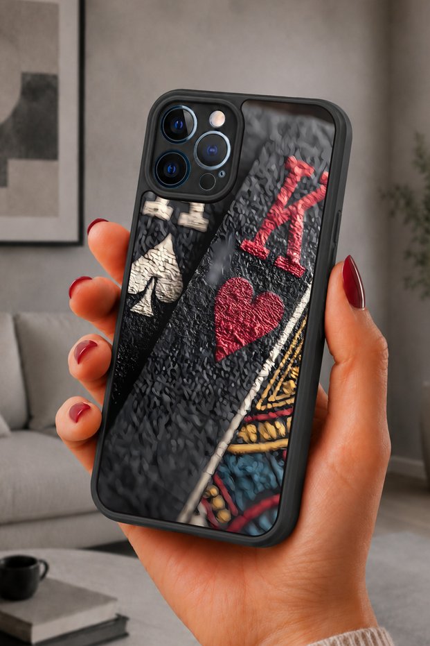 حافظة مقاومة للصدمات متوافقة مع هاتف iPhone 12 Pro Max مع حماية للكاميرا بنمط ألعاب الورق