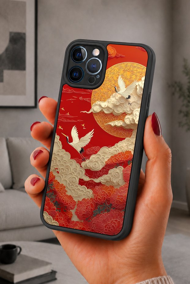 iPhone 12 Pro Max Compatible Peony Patterned Shockproof Case with Camera Protection