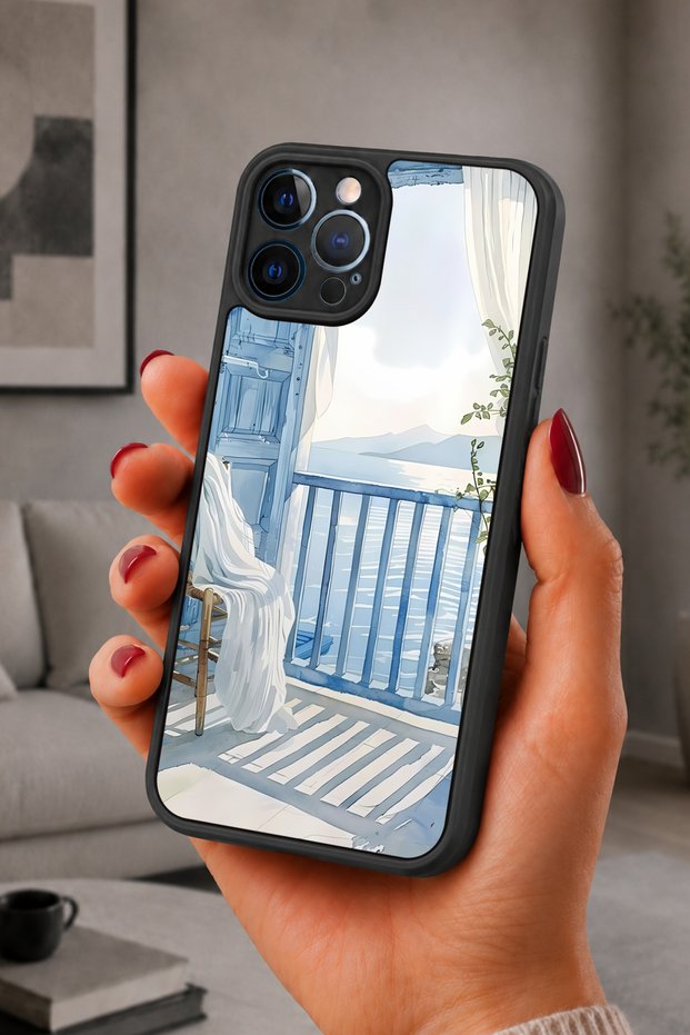 حافظة مقاومة للصدمات متوافقة مع هاتف iPhone 12 Pro Max مع حماية للكاميرا بنمط البلكونة