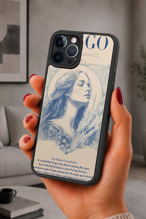 حافظة مقاومة للصدمات متوافقة مع هاتف iPhone 12 Pro Max مع حماية للكاميرا بنمط Virgo