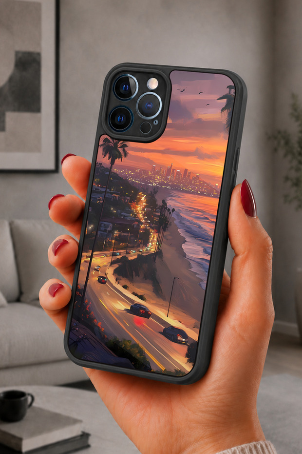 iPhone 12 Pro Max Compatible Sunset Pattern Shockproof Case with Camera Protection
