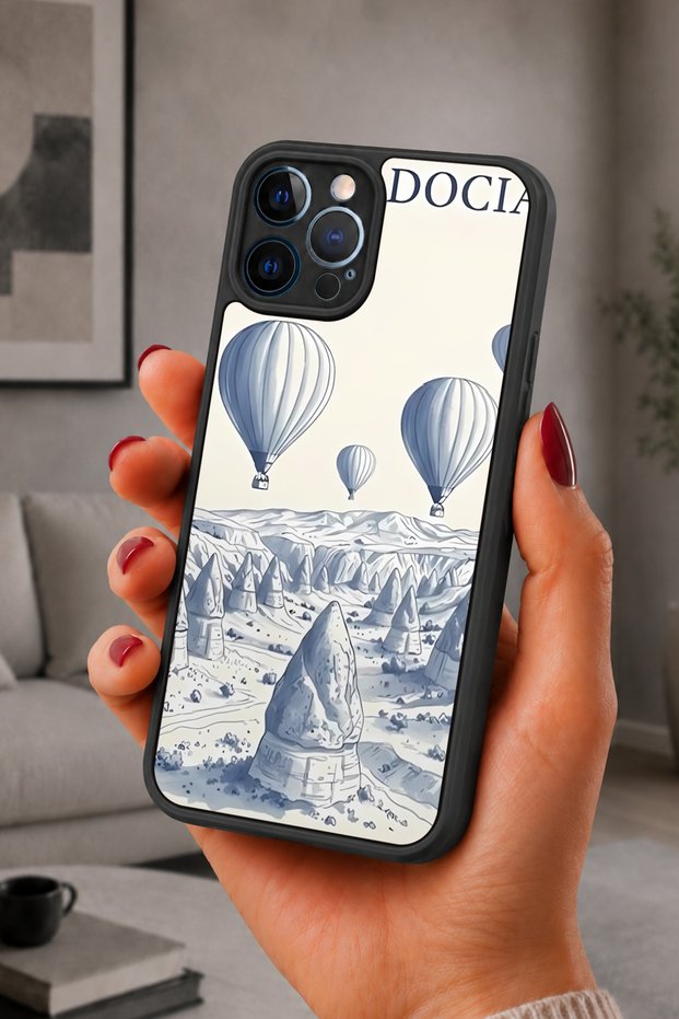 حافظة مقاومة للصدمات متوافقة مع هاتف iPhone 12 Pro Max مع حماية للكاميرا بنمط كابادوكيا