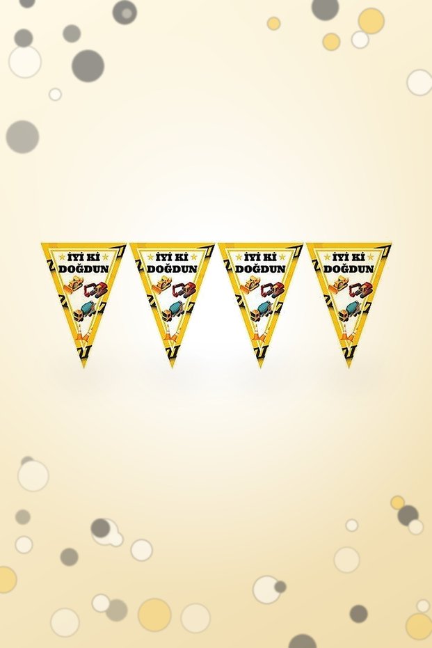Construction Themed Triangle Pennant Happy Birthday Banner Boy Birthday Decoration