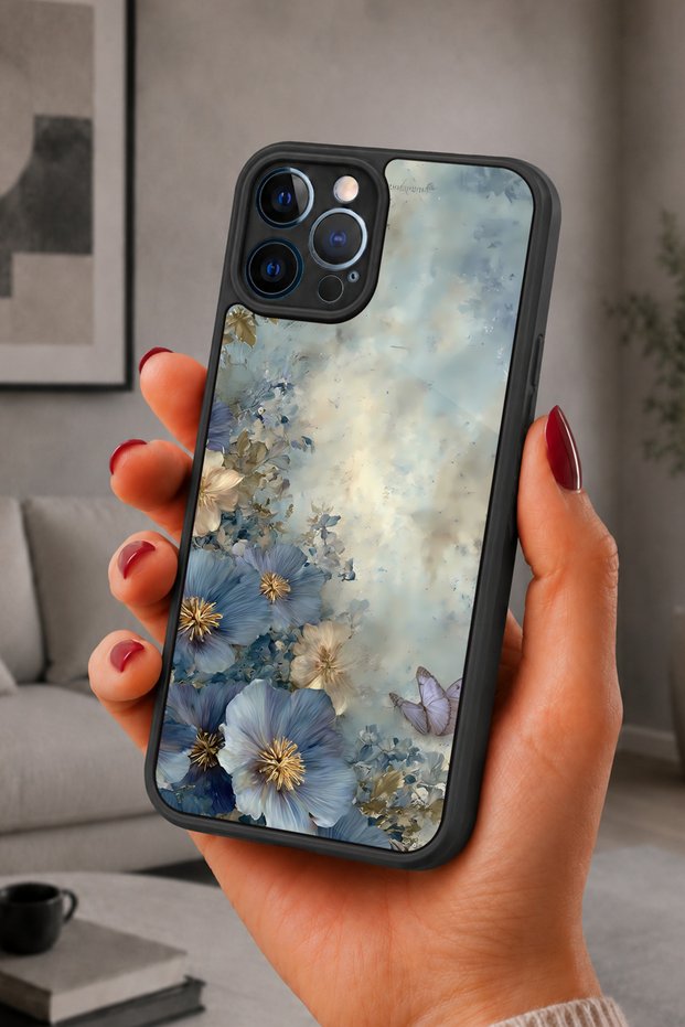 حافظة مقاومة للصدمات متوافقة مع هاتف iPhone 12 Pro Max مع حماية للكاميرا بنمط نباتي